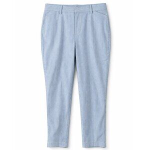 Lands' End Blue Stripe Seersucker Cropped Pants Size 16 Cotton Pockets